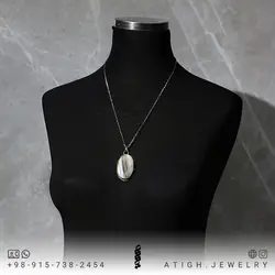 گردنبند عقیق سلیمانی سفید با نقش و نگار زیبا معدنی درشت سنگ درمانی کیفیت عالی همراه بند چرم یا زنجیر استیل وزن حدود 20 گرم