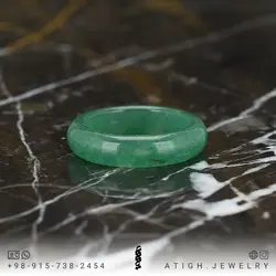 حلقه سنگی یشم سبز تیره معدنی بسیار خوشرنگ کیفیت سنگ و تراش عالی تخصصی چاکرای قلب سایز ۵۷ استاندارد