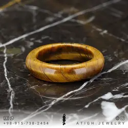 حلقه سنگی چشم ببر معدنی بازی نور و رنگ زیبا تخصصی سنگ درمانی سایز 57 استاندارد