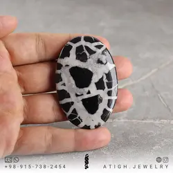 نگین سپتارین کلکسیونی معدنی درشت با نقش و نگار خاص سفید- مشکی وزن حدود 33 گرم