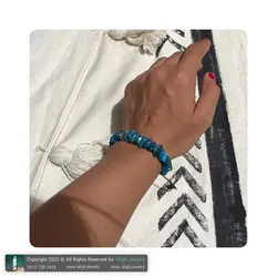 دستبند سنگ آپاتیت معدنی تراش سکه ای نامنظم کیفیت عالی بافت کشویی