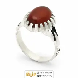 انگشتر عقیق سرخ طبیعی نقره دور چنگ‌