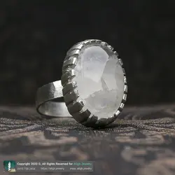 انگشتر درنجف معدنی رکاب نقره 950 عیار دستساز دور چنگ تخصصی هفت چاکرا