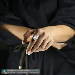 انگشتر درنجف معدنی رکاب نقره 950 عیار دستساز دور چنگ تخصصی هفت چاکرا