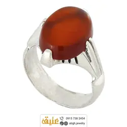 انگشتر نقره عقیق سرخ تراش یمن خوشرنگ معدنی رکاب چهار چنگ