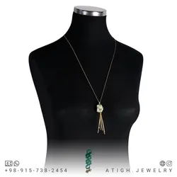 گردنبند آمازونیت معدنی تراش نخورده (راف) خوشرنگ بافت مکرومه رنگ نخ عسلی تخصصی چاکرای 5 و 6