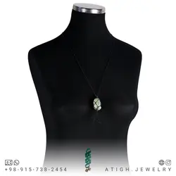 گردنبند یشم تراش نخورده (راف) معدنی خوشرنگ بافت مکرومه تخصصی چاکرای قلب