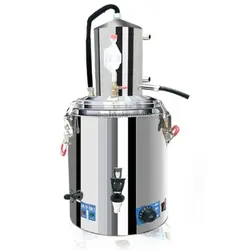 دستگاه تقطیر(عرق گیر/گلاب گیر) و اسانس گیر زودپزی استیل 50 لیتری برقی با کندانسور(خنک کننده) آبی خارجی