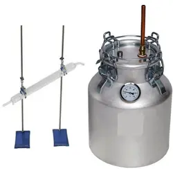 دستگاه تقطیر(عرق گیر/گلاب گیر) 15 لیتری با کندانسور(خنک کننده) آبی شیشه ای و ترمومتر(دماسنج)