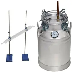 دستگاه تقطیر(عرق گیر/گلاب گیر) 25 لیتری با کندانسور(خنک کننده) آبی شیشه ای و ترمومتر(دماسنج)