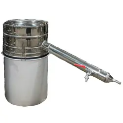 دستگاه تقطیر(عرق گیر/گلاب گیر) 120 لیتری لوله بلند با کندانسور(خنک کننده) آبی استیل