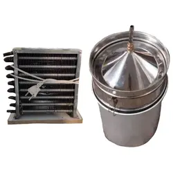 دستگاه تقطیر(عرق گیر/گلاب گیر) زودپزی 170 لیتری با کندانسور(خنک کننده) برقی مسی