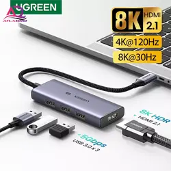 هاب USB Type-C برند یوگرین مدل UGREEN CM500 HDMI 2.1 8K 30Hz 3D 4port