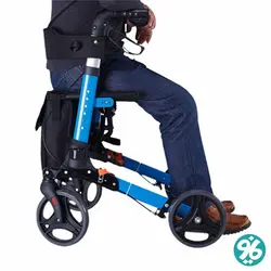 واکر رولیتر چهار چرخ نقره‌ای آبی