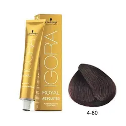 رنگ مو ایگورا رویال شماره 80-4 حجم 60 میلی لیتر رنگ قهوه ای متوسط قرمز طبیعی