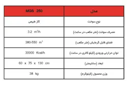 بخاری کارگاهی مهیاسان مدلMGS250 (گازی)
