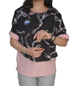 شومیز زیر و رو طرح زنجیر صورتی