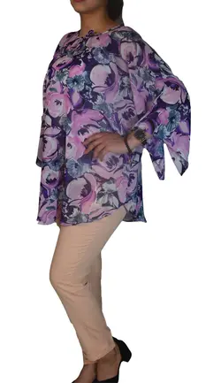 بلوز حریر بلند و تاپ