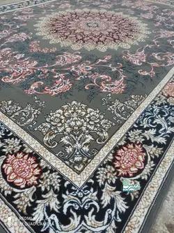 فرش ماشینی 440 شانه طرح پونه زمینه فیلی