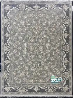 فرش ماشینی 1200 شانه برجسته طرح هانا نقره ای رنگ