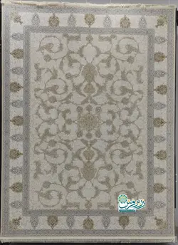 فرش ماشینی 1200 شانه برجسته طرح گلشیفته بژ رنگ