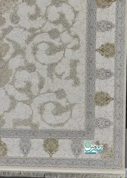 فرش ماشینی 1200 شانه برجسته طرح گلشیفته بژ رنگ