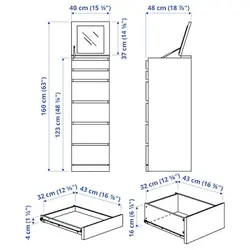 دراور شش کشو آینه دار ایکیا MALM