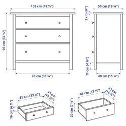 دراور سفید سه کشویی ایکیا HEMNES