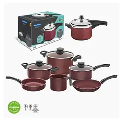 ست آشپزی قرمز 10 پارچه ترامونتینا