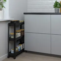 قفسه سه طبقه چرخ دار مشکی حمام ایکیا VESKEN