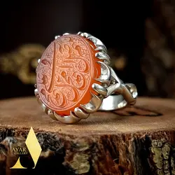 انگشتر عقیق پرتقالی یمنی ذکر صلوات