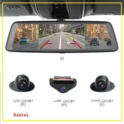 دوربین خودرو آینه ای 4 دوربین سیم کارتی - دوربين ثبت وقايع خودرو ارزان با كيفيت