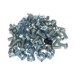 پیچ مخصوص رک با مهره کیج نات و واشر مدل 2000853 بسته 50 عددی