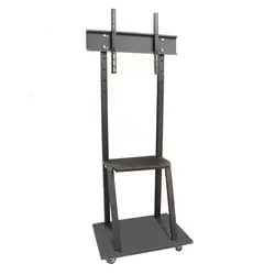 پایه تلویزیون ایستاده نمایشگاهی + دو طبقه و چرخ دار