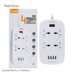 محافظ برق 4 خانه و هاب شارژر فست 4 خانه الدینیو مدل SC4407