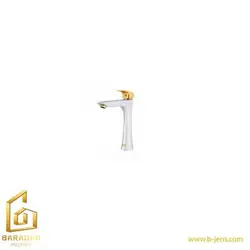 شیر روشویی پایه بلند ارمغان مدل تی تی سفید طلایی
