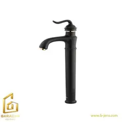 شیر روشویی پایه بلند لوکا مشکی طلایی شودر