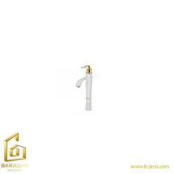 شیر روشویی پایه بلند ارمغان مدل ژاسپر سفید طلایی