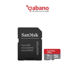 کارت حافظه microSDHC سن دیسک مدل Ultra A1 کلاس 10 استاندارد UHS-I U1 سرعت 98MBps ظرفیت 16 گیگابایت به همراه آداپتور SD