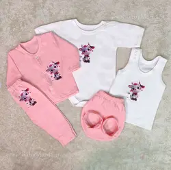 ست 5 تیکه چاپی minel baby گلبهی