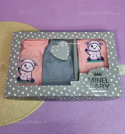 ست 5 تیکه چاپی minel baby گلبهی
