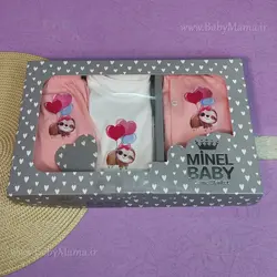 ست 5 تیکه چاپی minel baby گلبهی