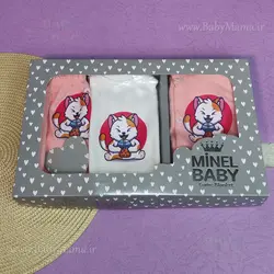 ست 5 تیکه چاپی minel baby گلبهی