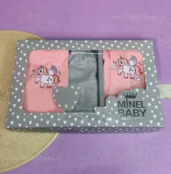 ست 5 تیکه چاپی minel baby گلبهی