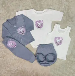 ست 5 تیکه چاپی minel baby طوسی