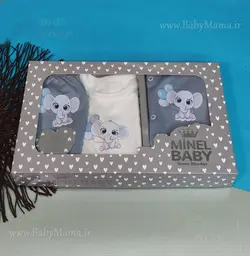 ست 5 تیکه چاپی minel baby طوسی