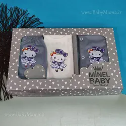 ست 5 تیکه چاپی minel baby طوسی