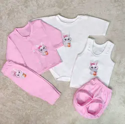 ست 5 تیکه چاپی minel baby صورتی