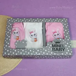 ست 5 تیکه چاپی minel baby صورتی
