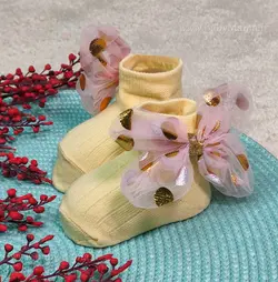 جوراب دخترانه پاپیون توری